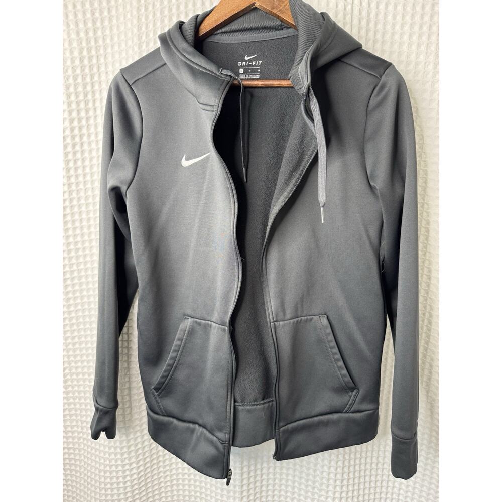 Nike Women’s Dri-FIT Full Zip Hoodie Size Medium Gray Athletic Training Jacket - Picture 2 of 6